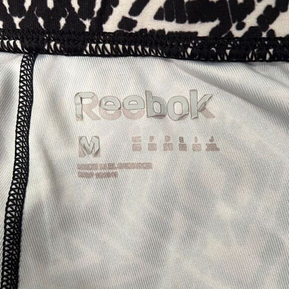 Reebok Women's Athletic Geometric Print Mid-Rise Leggings Black/White - Picture 5 of 6